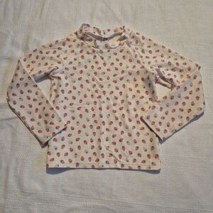 Baby Boden girls 3-4 years strawberry swim top has a bit of wear on cuffs